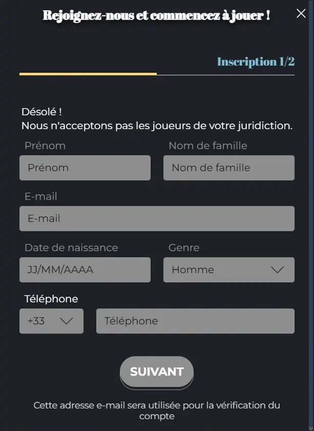 Processus d’inscription Olympe Casino